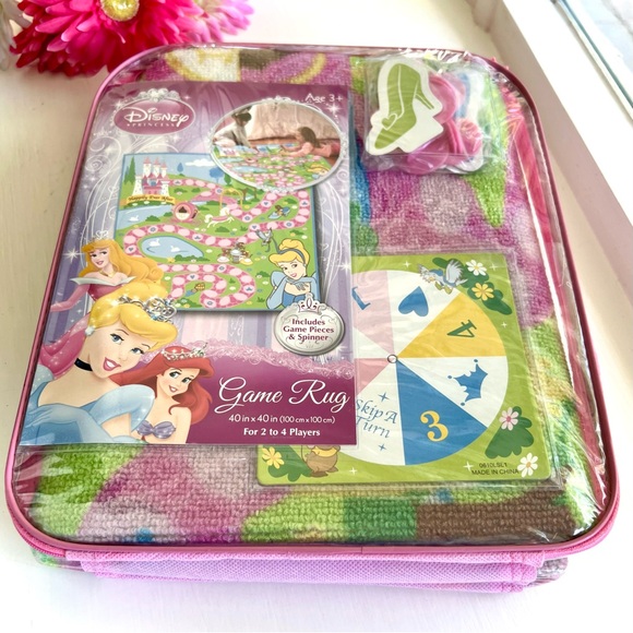 NEW Disney Princess Game Rug 40” x 40” Pink & Green w Spinner & Player Pieces - Picture 7 of 15